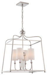 Sylvan 4-Light Chandelier, Polished Nickel With White Silk