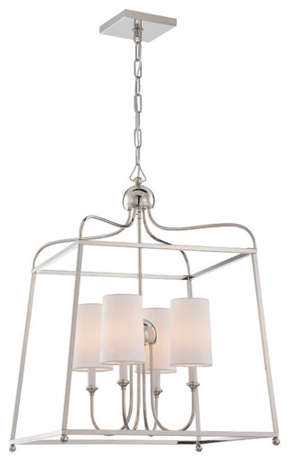 Sylvan 4-Light Chandelier, Polished Nickel With White Silk