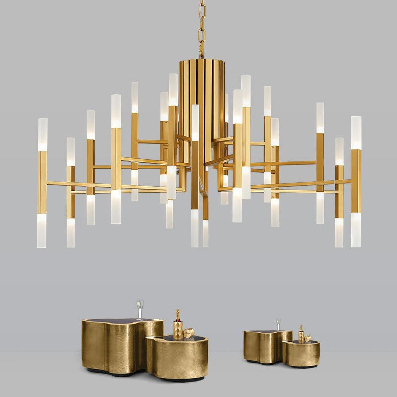 Zelbio | Gold/Black Postmodern LED Chandelier for Living Room, Gold, 36 Lights - Dia102.1xh70.1cm / Dia40.2xh27.6"