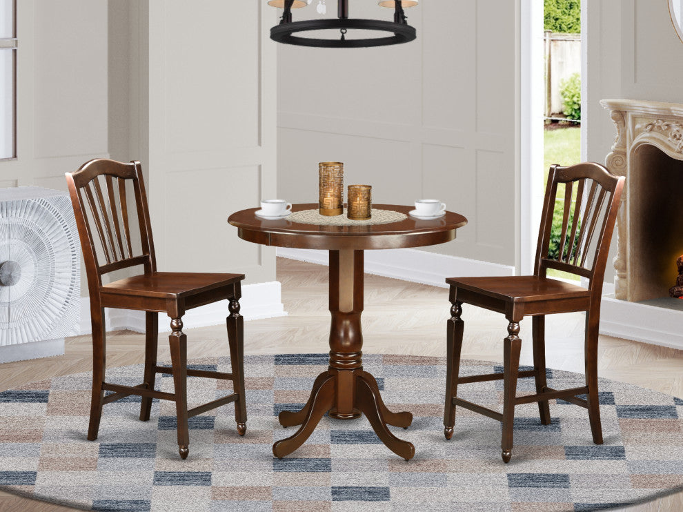 3 Pc Counter Height Set -Pub Table And 2 Counter Height Dining Chair