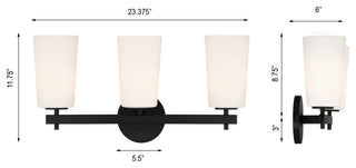 Colton 3 Light Black Wall Mount