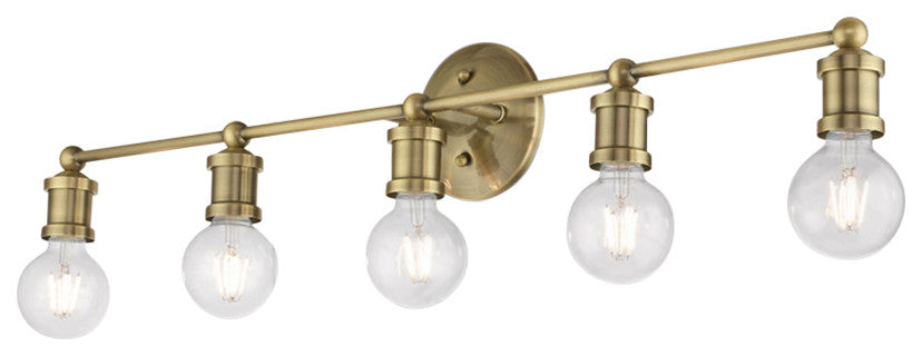 Lansdale 5 Light Antique Brass ADA Large Vanity Sconce
