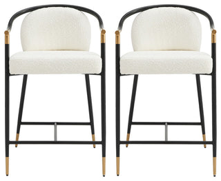 GDF Studio Contemporary Upholstered Counter Stools, Set of 2, Beige/Black/Gold