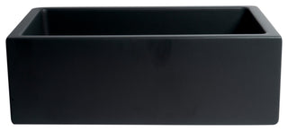 30" Black Matte Reversible Smooth/Fluted Single Bowl Fireclay Farm Sink