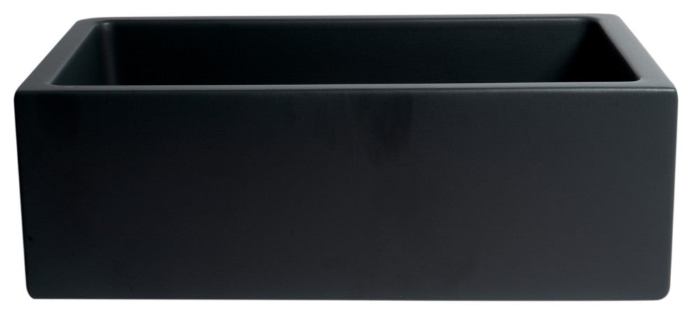 30" Black Matte Reversible Smooth/Fluted Single Bowl Fireclay Farm Sink