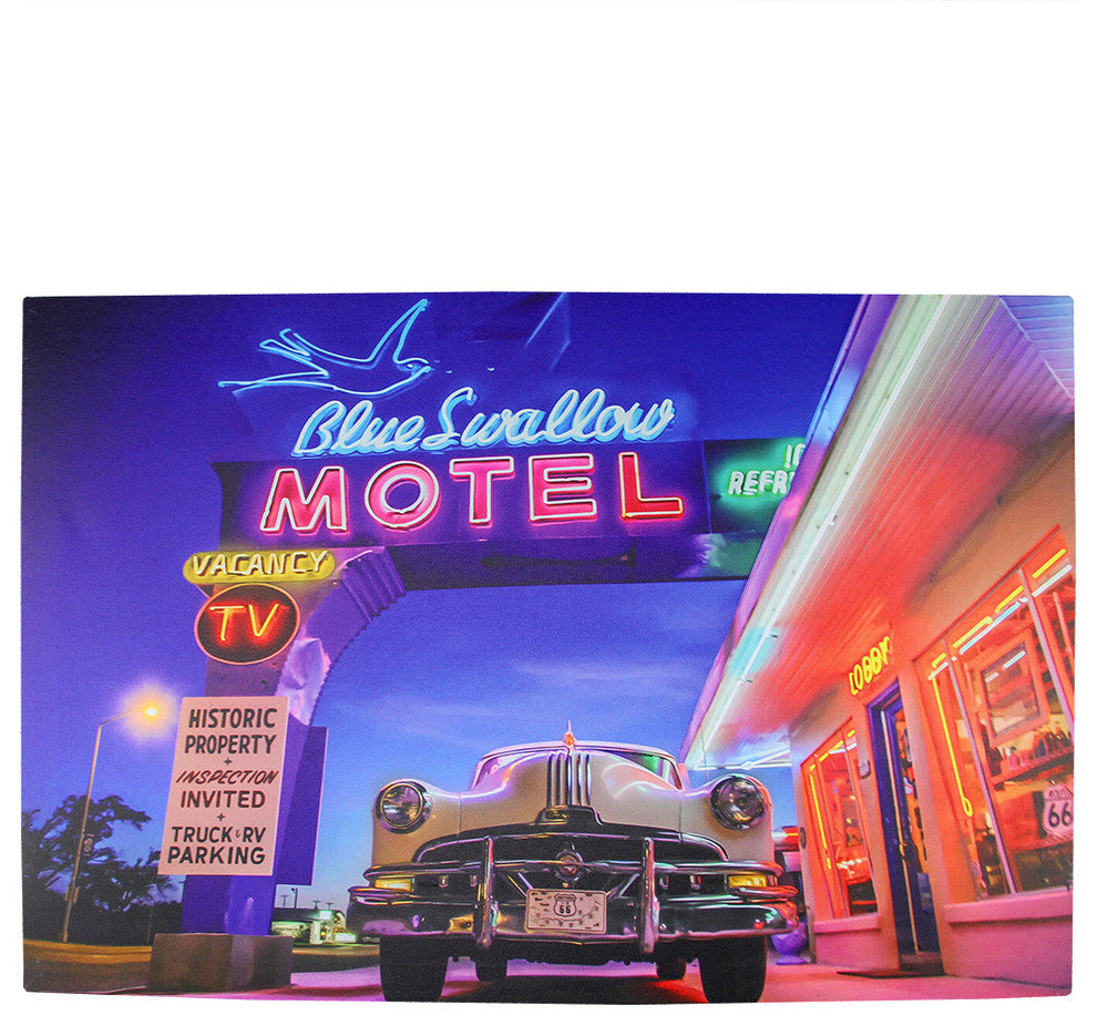 Battery Operated 6 LED Paradise Beach Neon Hotel Scene Canvas Wall Hanging