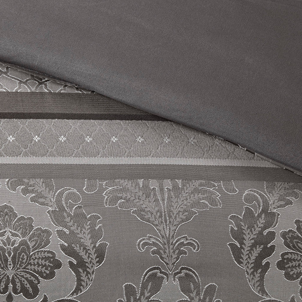 Madison Park Bellagio 7 Piece Jacquard Comforter Set in Grey