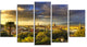 Florence Sunset Aerial View, Landscape Canvas Art Print, 60"x32", 5 Panels