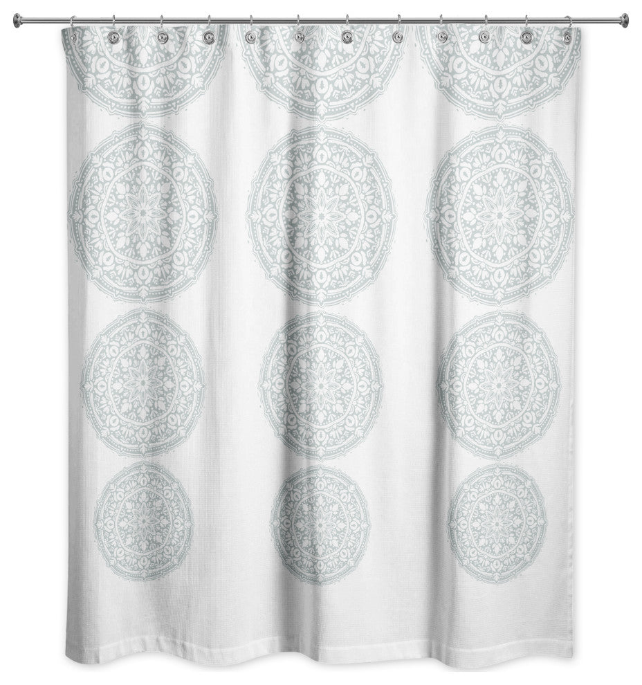 Soft Blue Medallion Pattern 71x74 Shower Curtain