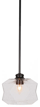 Rocklin 1-Light Stem Hung Pendant, Matte Black/Clear Bubble