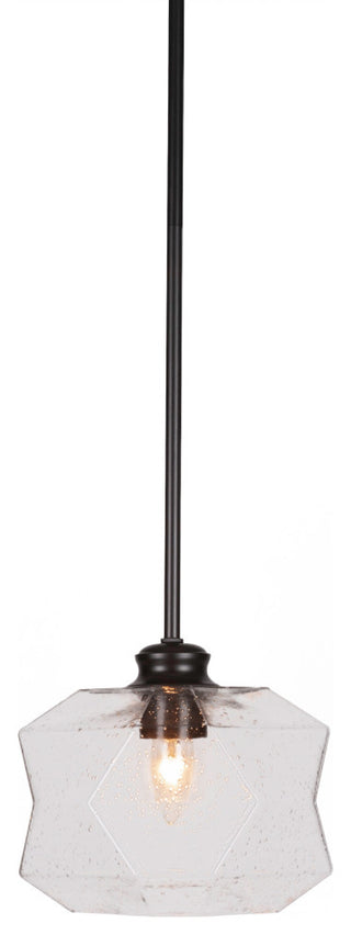 Rocklin 1-Light Stem Hung Pendant, Matte Black/Clear Bubble