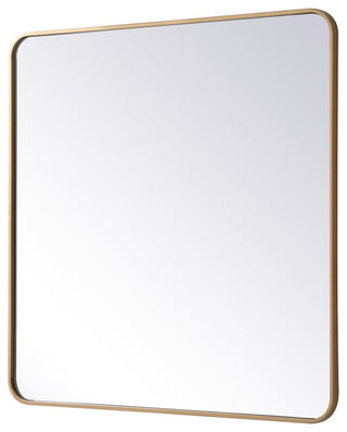 Ellis Soft Corner Metal Rectangular Mirror, Brass, 36"x36"