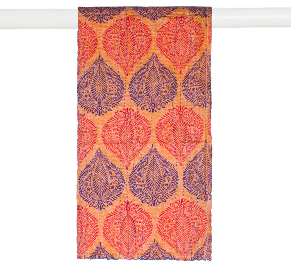 Kantha Cotton Bed Runner, 18"x72"