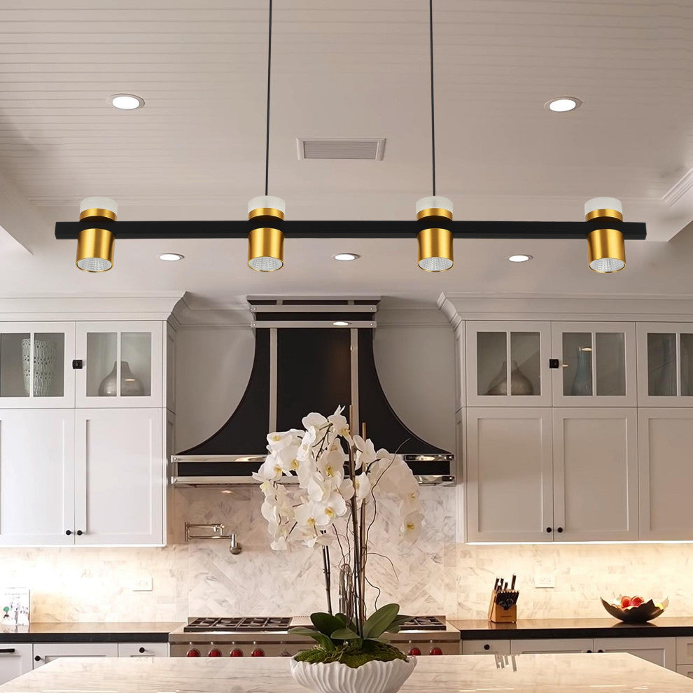 Ferro 34" ETL Certified Integrated LED Height Adjustable Chandelier, Black
