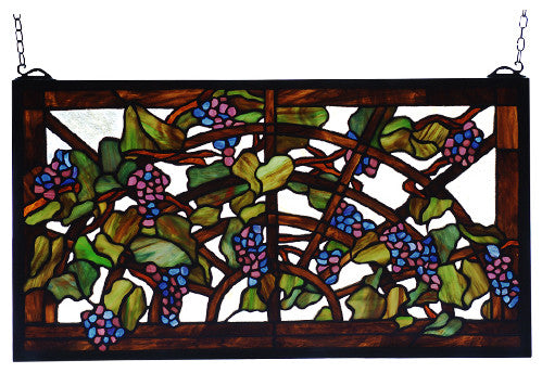 22W X 12H Tiffany Grape Arbor Stained Glass Window