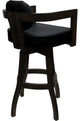 Swivel Wood Bar Stool Kadir Plus on S-Base, Black Vinyl - Dark Walnut, 30"
