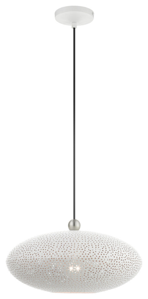 Livex Lighting Dublin 1 Light White With Brushed Nickel Accents Pendant