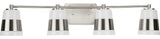 Haven Collection Four-Light Brushed Nickel Opal Glass Luxe Industrial Bath Light