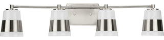 Haven Collection Four-Light Brushed Nickel Opal Glass Luxe Industrial Bath Light
