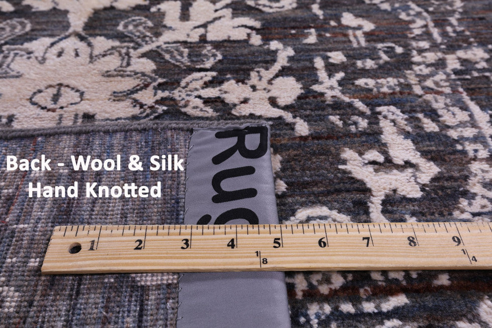 2' 5" X 14' 0" Runner Handmade Modern Wool and Silk Rug Q11829