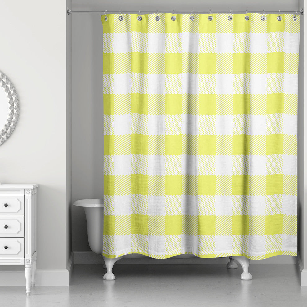 Green Buffalo Check Plaid Shower Curtain