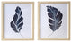 Two Piece Rick Dark Blue Leaves Framed Canvas Wall Art Set