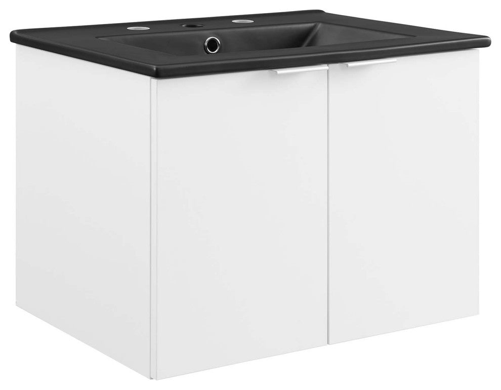 Maybelle 24" Wall-Mount Bathroom Vanity White Black