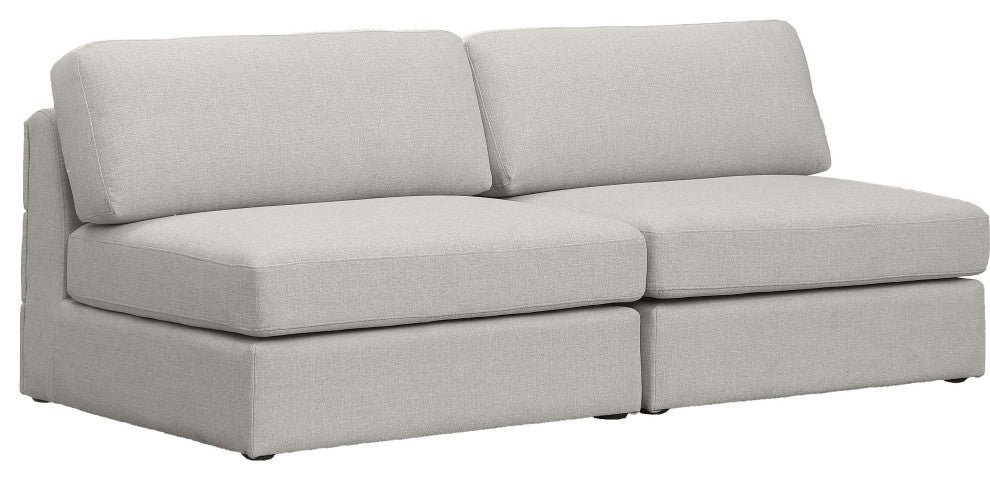 Beckham Linen Textured Fabric Upholstered 2-Piece Modular Sofa, Beige