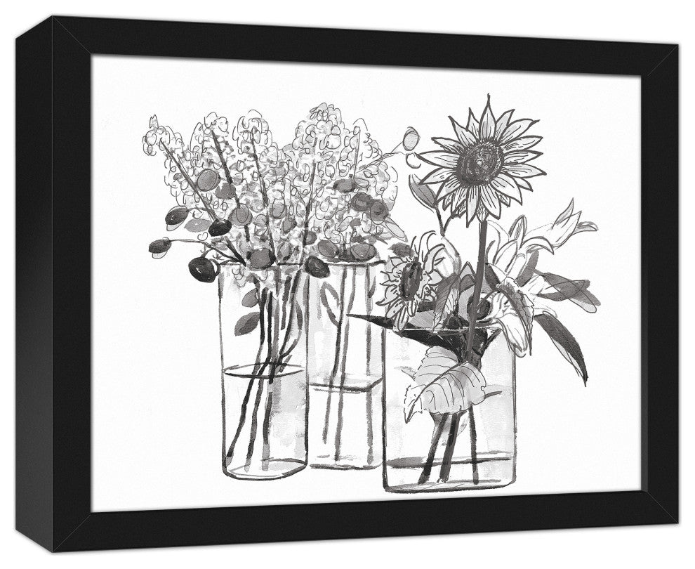 Watercolor Ink Sketch 11x14 Black Framed Canvas