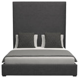 Nativa Interiors Moyra Plain Bed, Charcoal, Ca King, Headboard: High