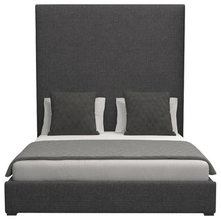 Nativa Interiors Moyra Plain Bed, Charcoal, Ca King, Headboard: High