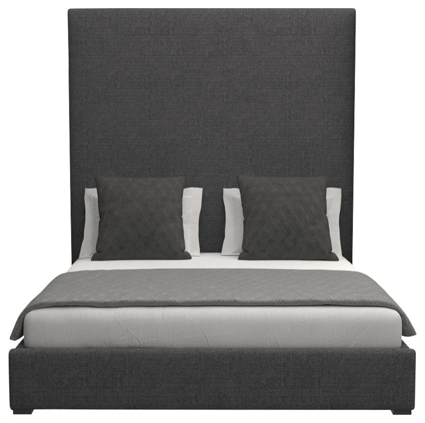Nativa Interiors Moyra Plain Bed, Charcoal, Ca King, Headboard: High