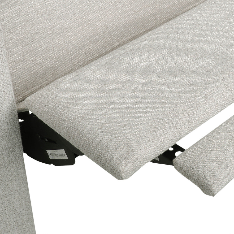 Langseth Contemporary Tufted Pushback Recliner, Beige/Dark Brown, Fabric