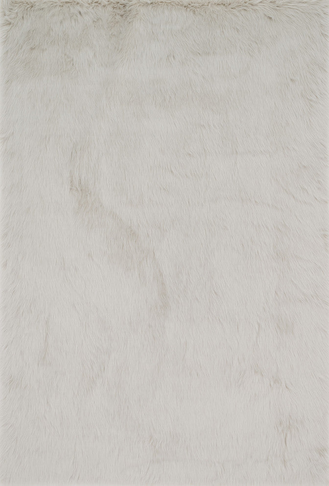Ultra Soft Solid Faux Fur Danso Area Rug by Loloi, Stone, 18" X 18" Sample