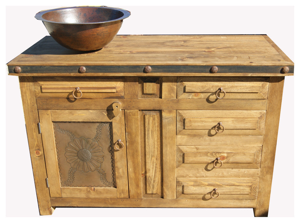 Rustic Bathroom Vanity Flora Laminosa One Door, 48"x20"x32", Right Side Drawers