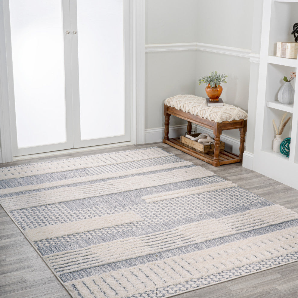 Kerstin Geometric High-Low Cream/Gray 3'x5' Area Rug