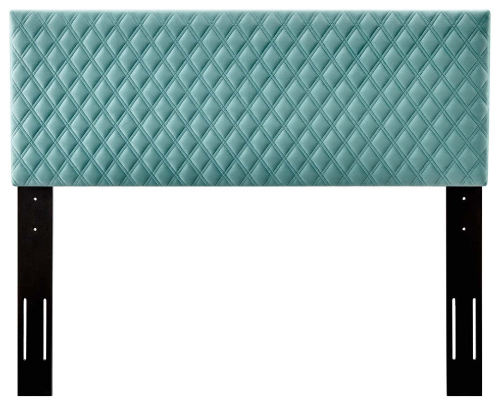 Headboard, King Size, Velvet, Blue, Modern Contemporary, Bedroom Master Suite