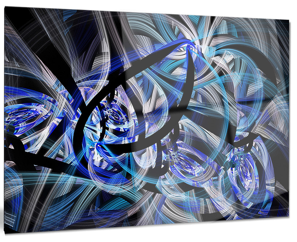 "Symmetrical Spiral Blue Flower" Glossy Metal Wall Art, 40"x30"