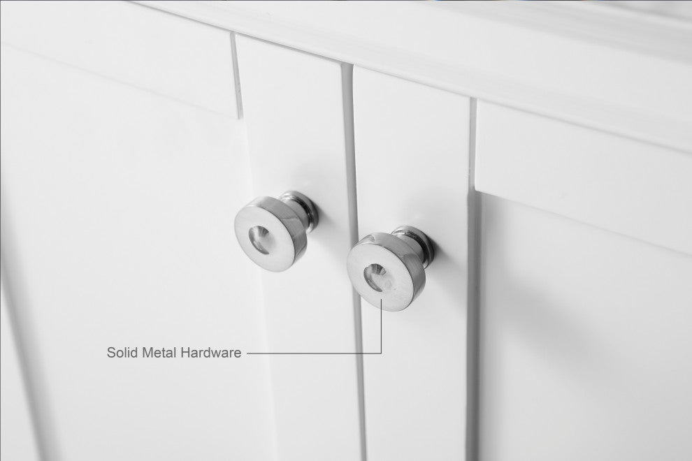 Audrey Vanity Set, White, 66", Brushed Nickle Hardware, No Mirror