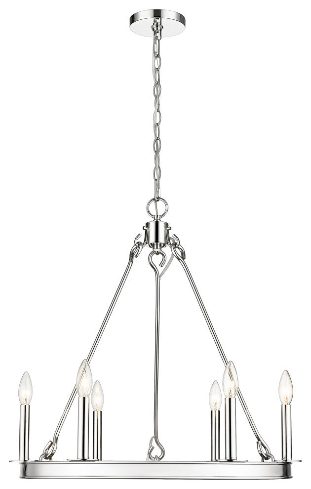 Zlite 482R-6PN 6-Light Chandelier, Polished Nickel