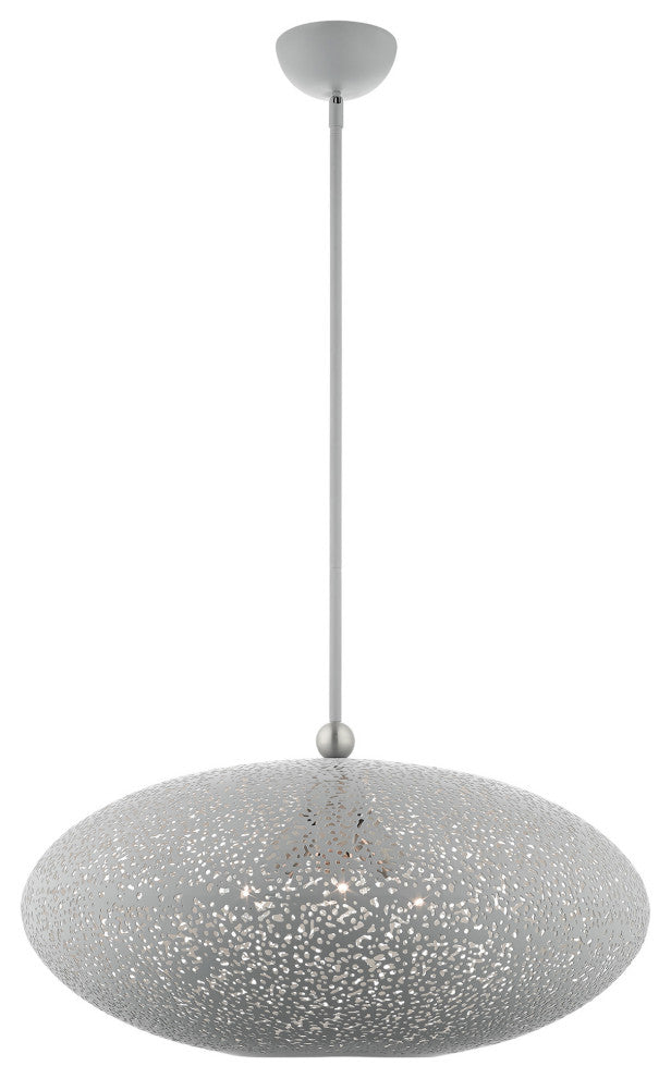 Livex Lighting Charlton 3 Light Nordic Gray, Brushed Nickel Accents XL Pendant
