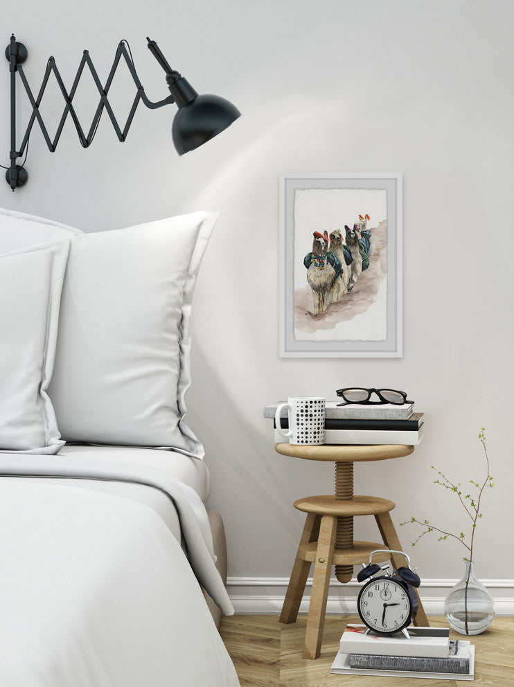 "Llamas in a Row" Framed Painting Print, 30"x45"