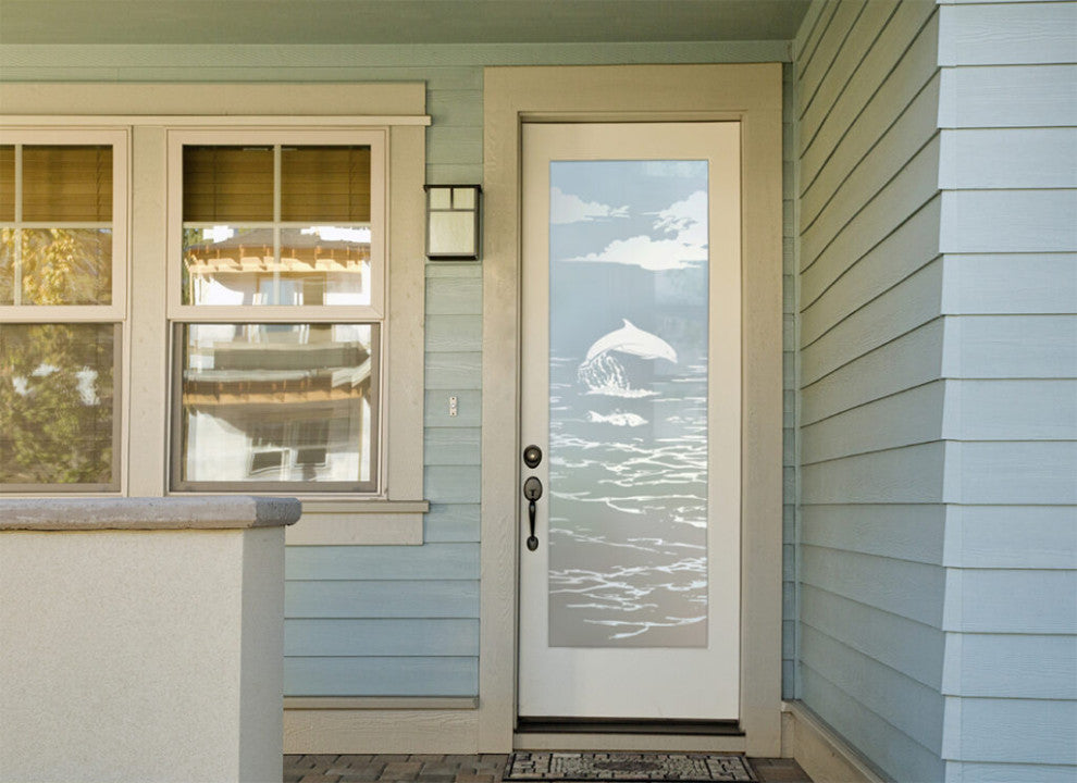 Interior Prehung Door or Interior Slab Door - Dolphins in the Shimmer -...