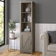 kathy ireland Home Cottage Grove Narrow Bookcase With Door, Restored Gray