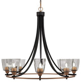 Paramount 8-Light Chandelier, Matte Black & Brass, 4.5" Clear Bubble