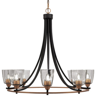 Paramount 8-Light Chandelier, Matte Black & Brass, 4.5" Clear Bubble