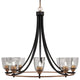 Paramount 8-Light Chandelier, Matte Black & Brass, 4.5" Clear Bubble