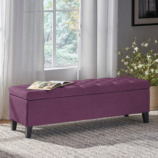 GDF Studio Ottilie Contemporary Button-Tufted Storage Ottoman Bench, Purple