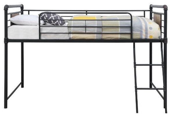 Rosemary Metal Loft Bed, Antique Oak, Black & Dark Bronze Hand-Brushed, Twin
