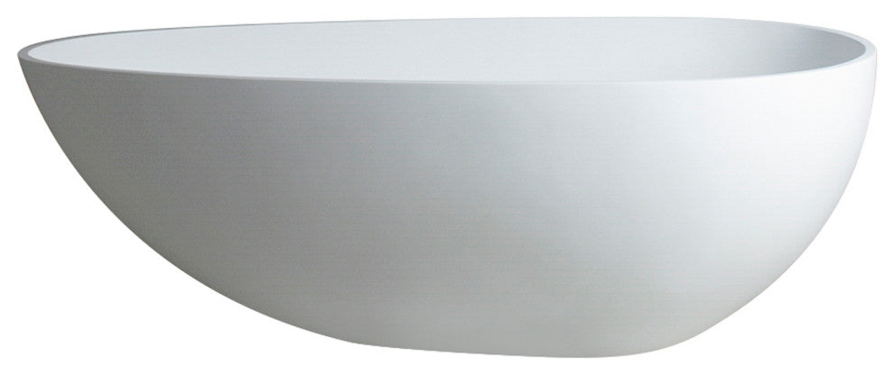 59 in. W Solid Surface Freestanding Flatbottom Soaking Bathtub in Matte White
